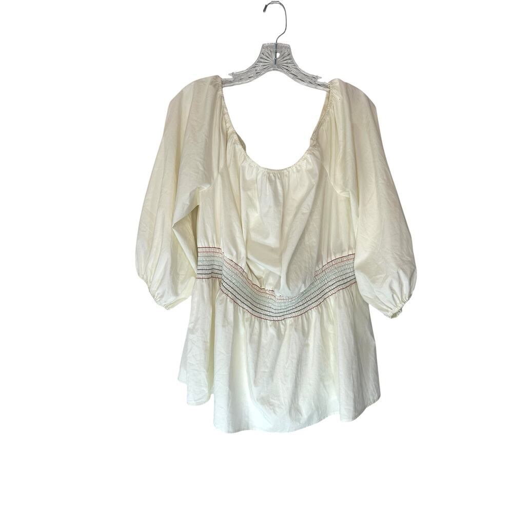 New with Tags Lane Bryant White‎ Stretch Puff Sleeve Peasant Top Size 22/24